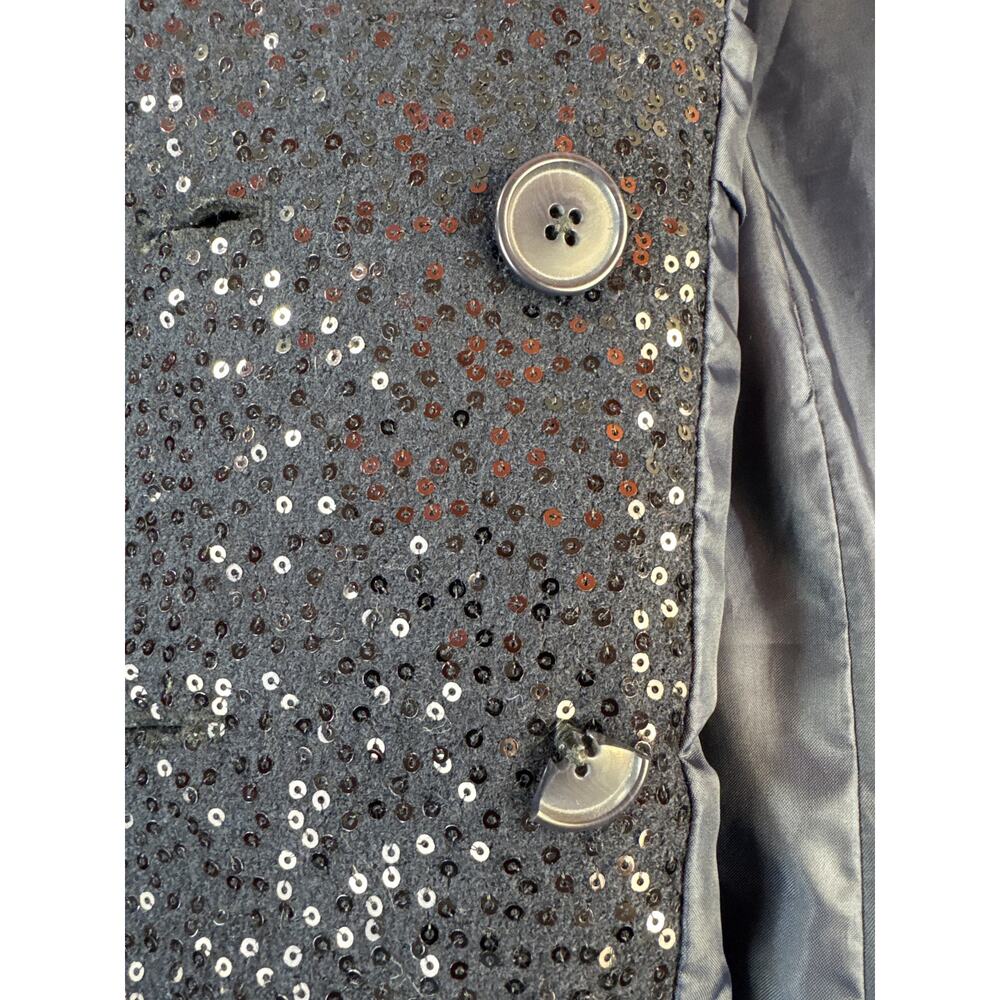 Loft Pea Coat Double Breasted Navy Sequin Wool Blend Size 2 Petite - Picture 9 of 14